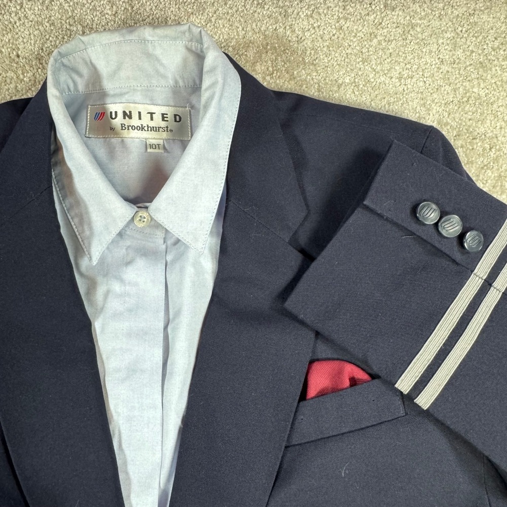 United by Brookhurst Flight Attendant Uniform Blazer and Shirt Set Navy 10T